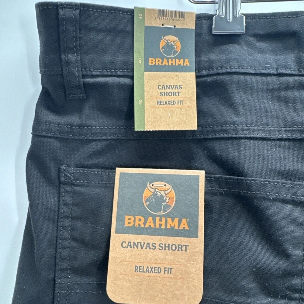 Brahma Mens Relaxed Fit Canvas Shorts 40 Black Utility Workwear Gorpcore